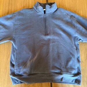 Aritzia Oversized Quarterzip, Blue/Gray, Size Large